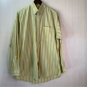 Burberry London Men’s Long Sleeve Button-Up Casual Yellow Stripe Size Large